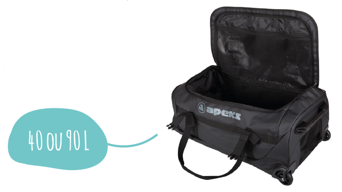 sac roller avec roulette 40 ou 90 L pour plongeur