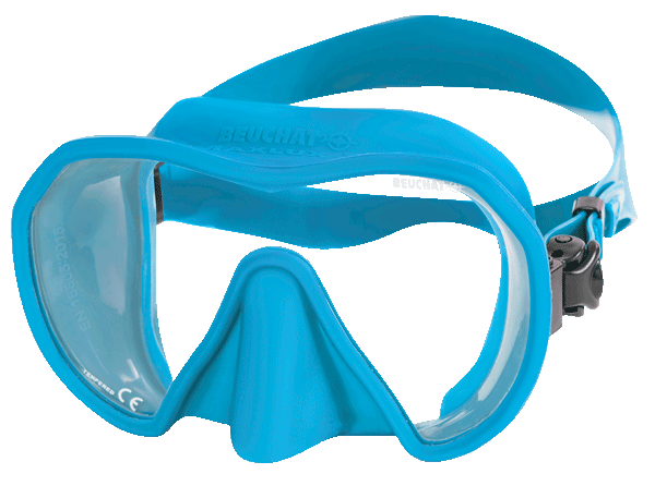 masque de plongée bleu