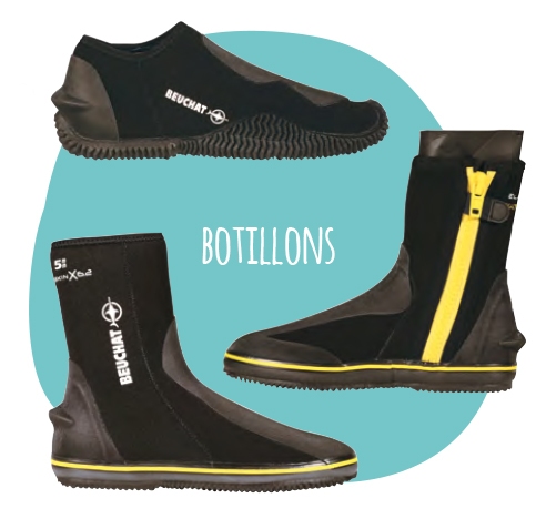 Botillons de plongée sous-marine beuchat noir et jaune