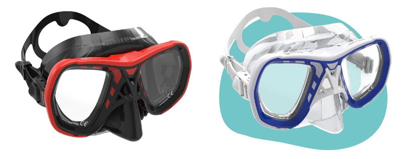 Masques de plongée rouge ou transparente Mares