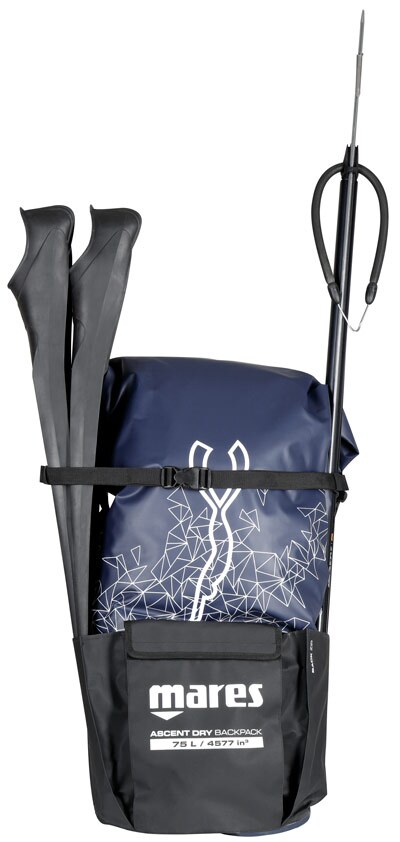 Sac étanche Dry Backpack bleu mares avec attaches palmes