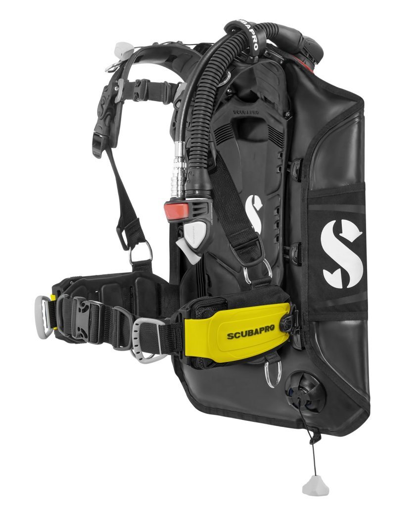 Ceinture ventrale du gilet Hydros Pro 2 avec sa poche à plomb largable jaune