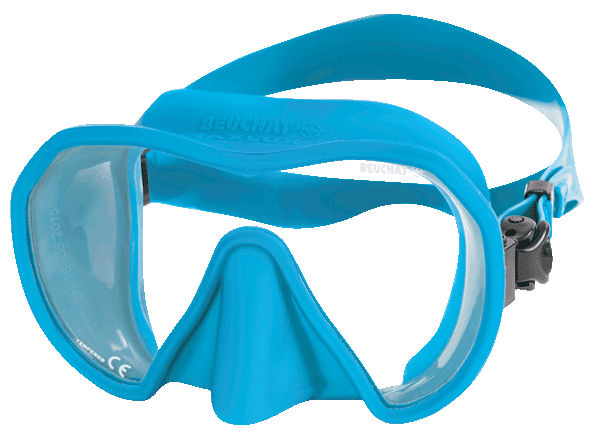 masque de plongée bleu